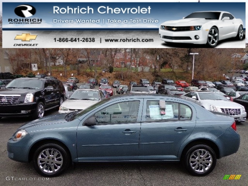 2009 Cobalt LS Sedan - Silver Moss Metallic / Gray photo #1