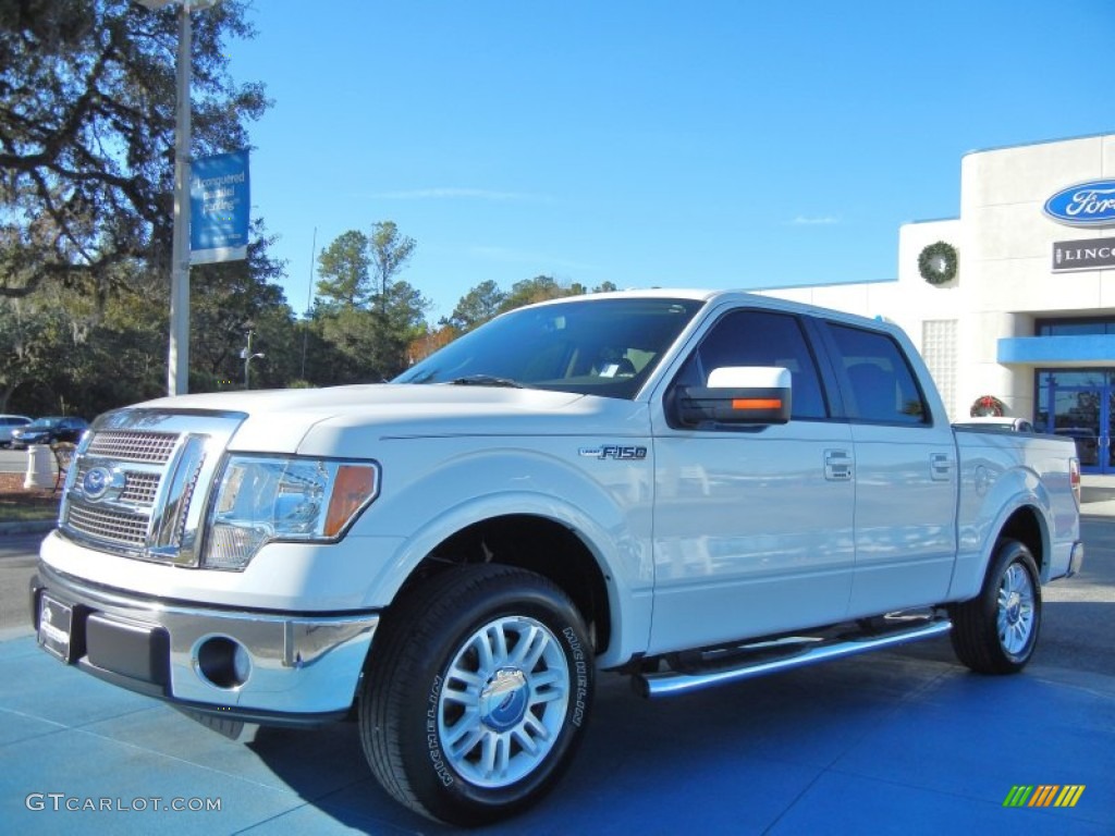 2010 F150 Lariat SuperCrew - White Platinum Metallic Tri Coat / Tan photo #1