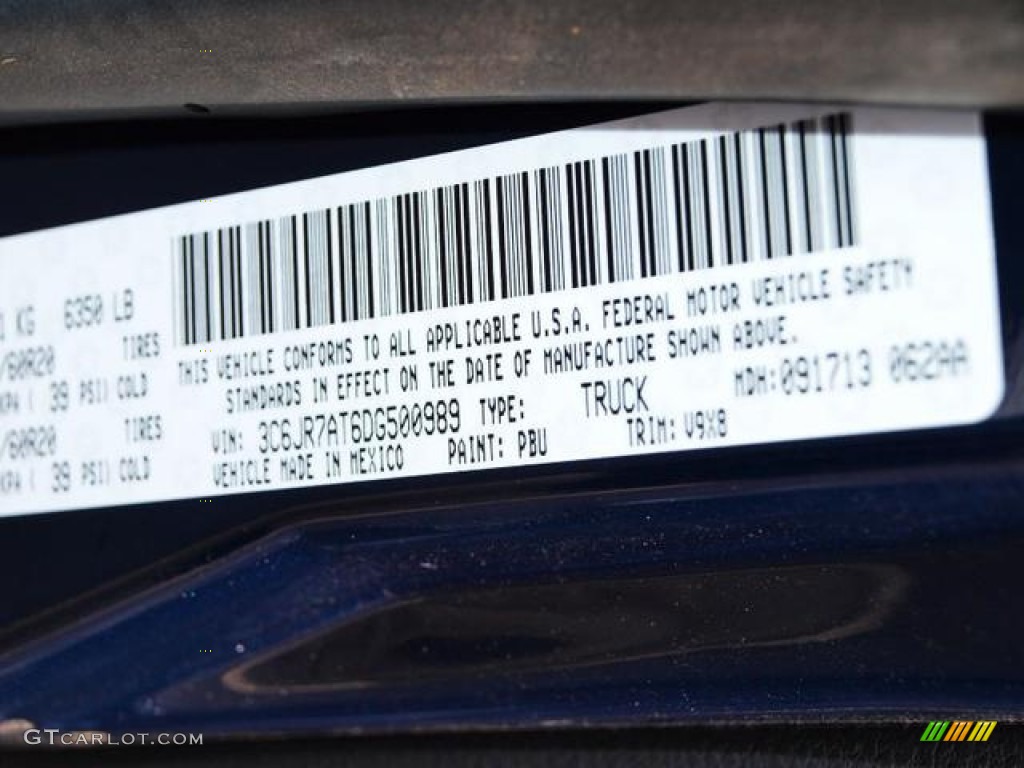 2013 1500 Color Code PBU for True Blue Pearl Photo #74407247