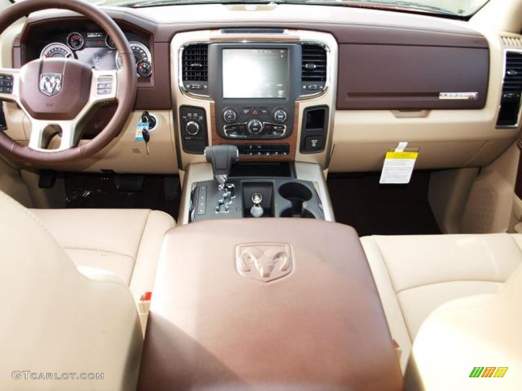 2013 Ram 1500 Laramie Quad Cab 4x4 Canyon Brown/Light Frost Beige Dashboard Photo #74407798