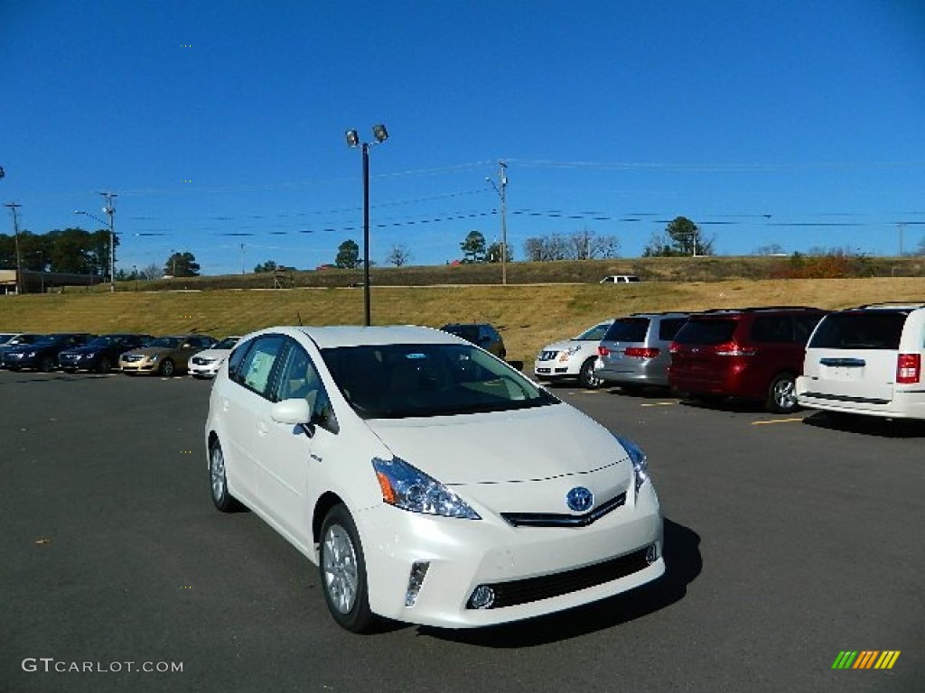 2013 Prius v Three Hybrid - Blizzard White Pearl / Misty Gray photo #1