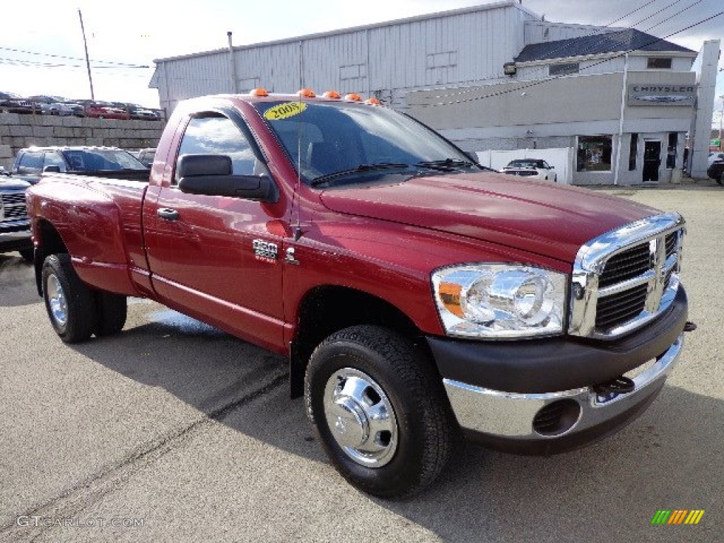 Inferno Red Crystal Pearl 2008 Dodge Ram 3500 ST Regular Cab 4x4 Dually Exterior Photo #74409469