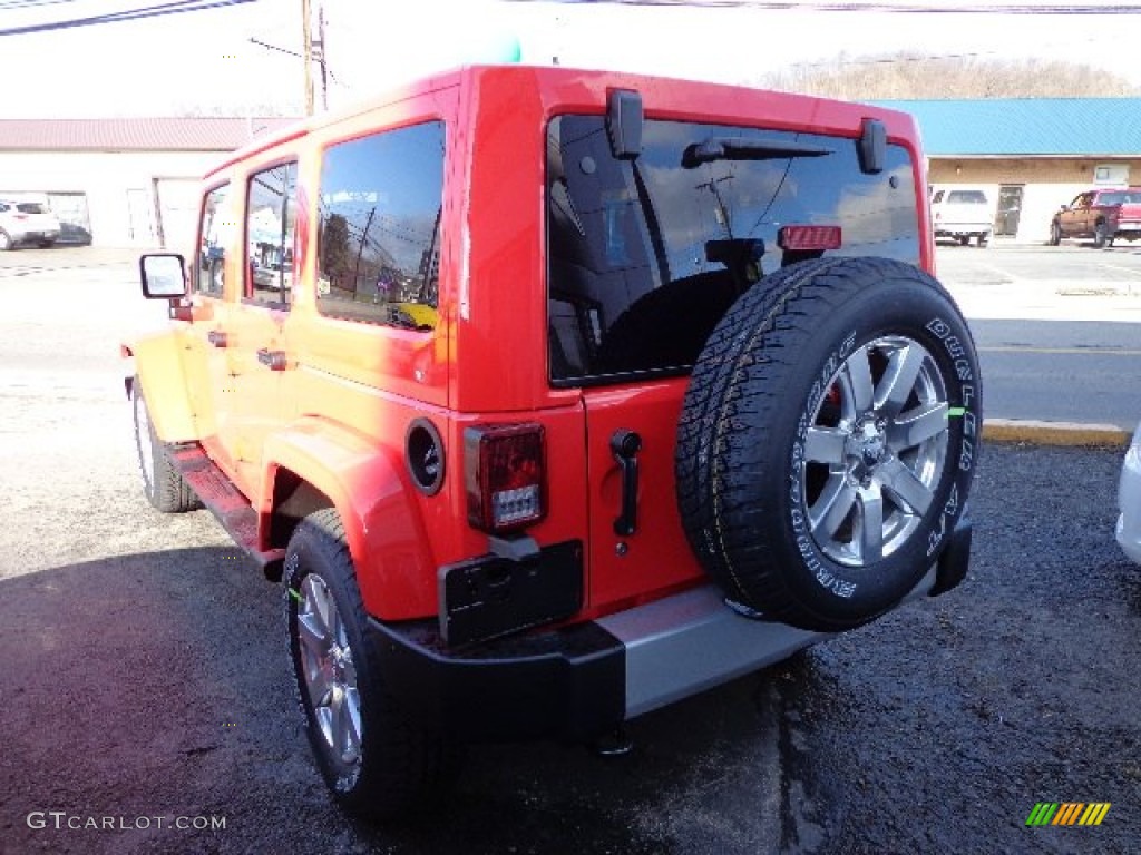 2013 Wrangler Unlimited Sahara 4x4 - Rock Lobster Red / Black photo #2