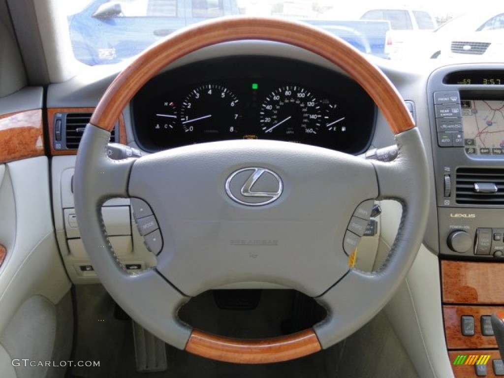 2004 Lexus LS 430 Cashmere Steering Wheel Photo #74413592
