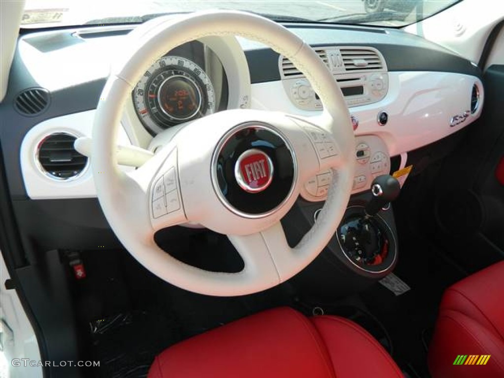 2013 Fiat 500 c cabrio Lounge Rosso/Avorio (Red/Ivory) Dashboard Photo #74419794