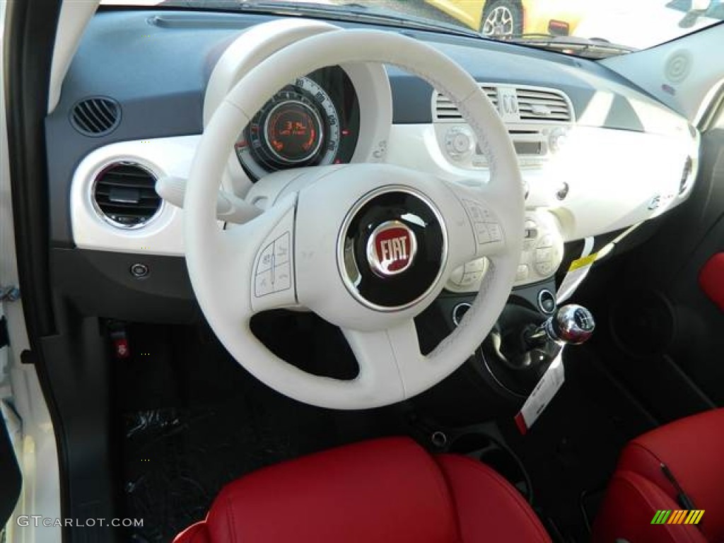 2013 Fiat 500 c cabrio Lounge Rosso/Avorio (Red/Ivory) Dashboard Photo #74419951