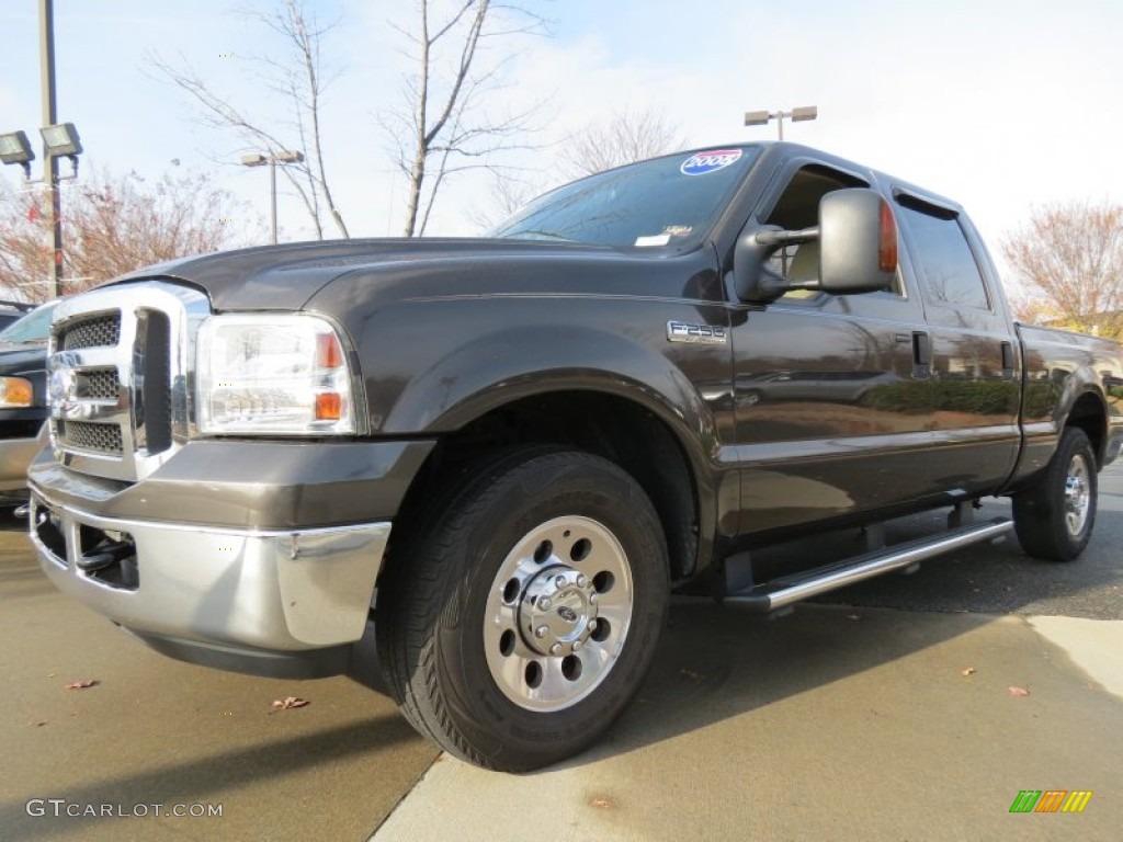 2005 F250 Super Duty XLT Crew Cab - Dark Stone Metallic / Tan photo #1