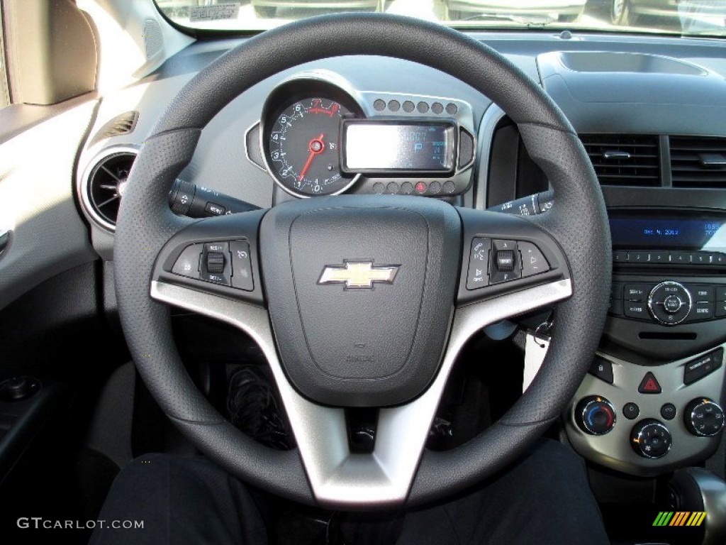 2013 Chevrolet Sonic LT Hatch Jet Black/Dark Titanium Steering Wheel Photo #74422647