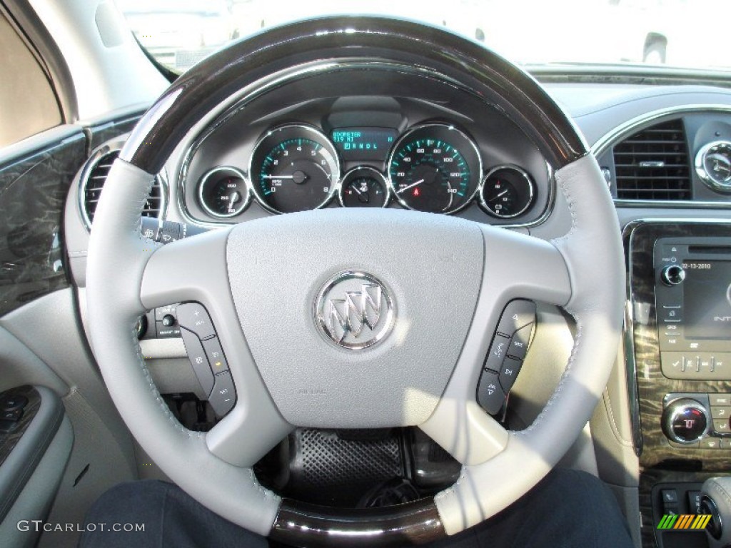 2013 Buick Enclave Leather Titanium Leather Steering Wheel Photo #74424658
