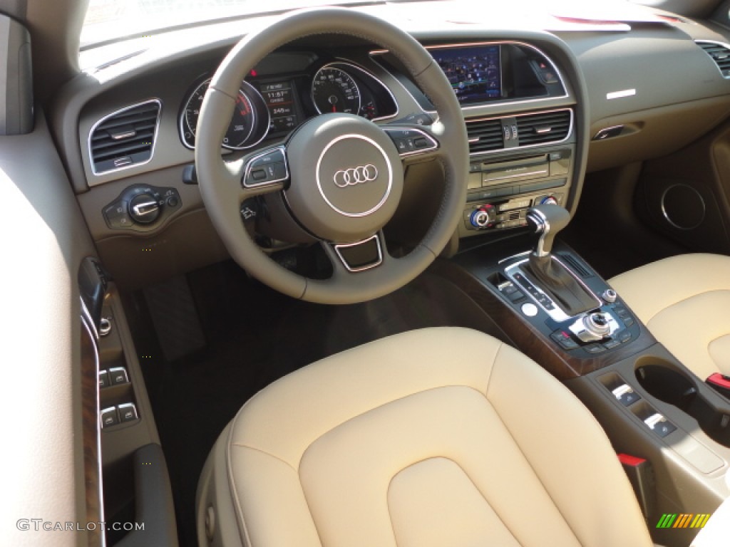 2013 Audi A5 2.0T quattro Cabriolet Velvet Beige/Moor Brown Dashboard Photo #74428561