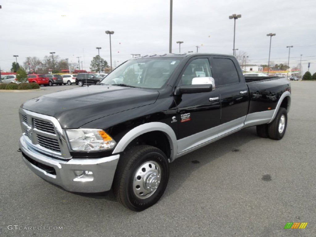 2012 Ram 3500 HD Laramie Crew Cab 4x4 Dually - Black / Light Pebble Beige/Bark Brown photo #1