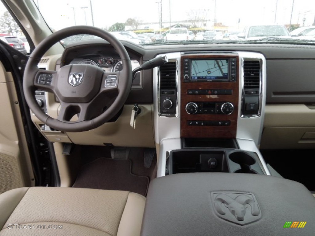 2012 Dodge Ram 3500 HD Laramie Crew Cab 4x4 Dually Light Pebble Beige/Bark Brown Dashboard Photo #74430685