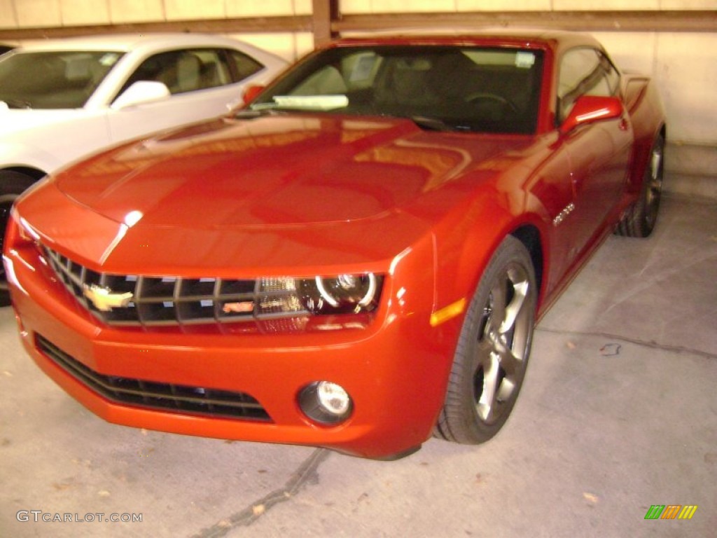 2013 Camaro LS Coupe - Inferno Orange Metallic / Black photo #1