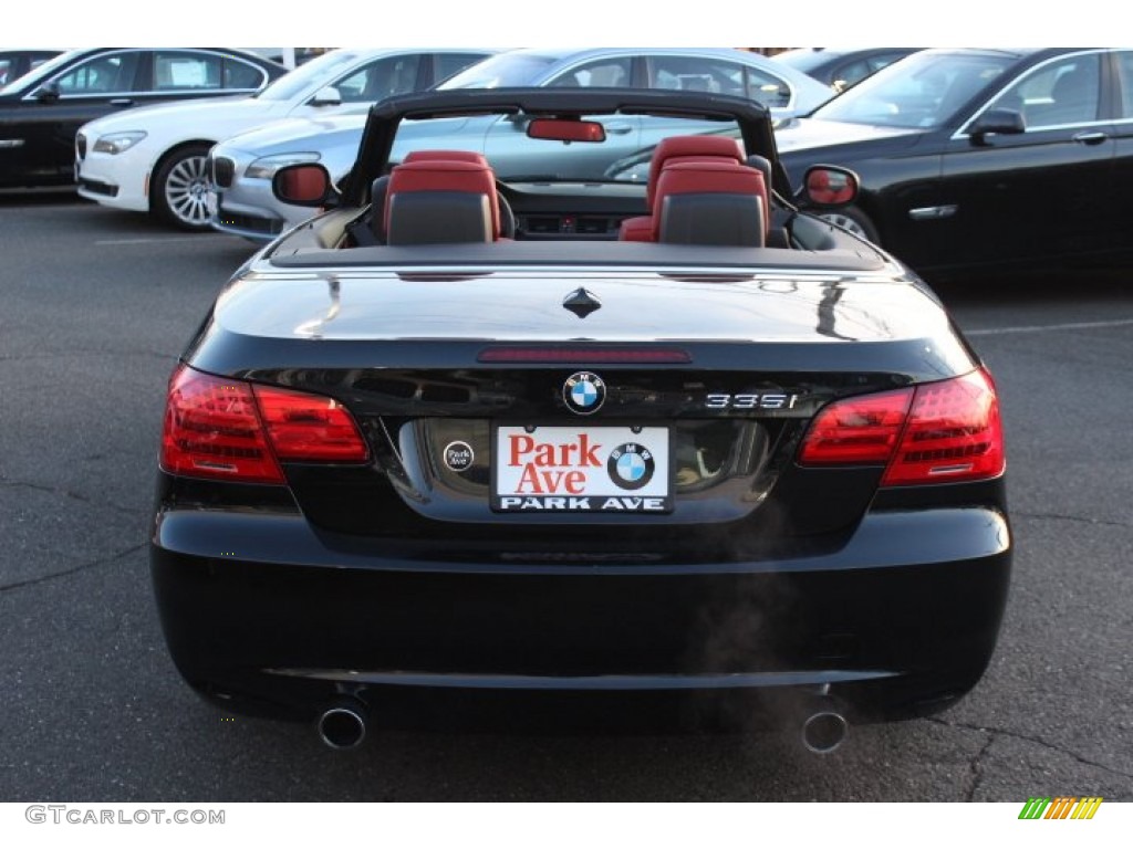 2012 3 Series 335i Convertible - Black Sapphire Metallic / Coral Red/Black photo #6