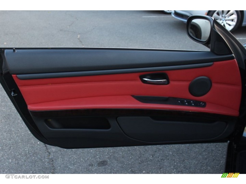 2012 BMW 3 Series 335i Convertible Coral Red/Black Door Panel Photo #74436182