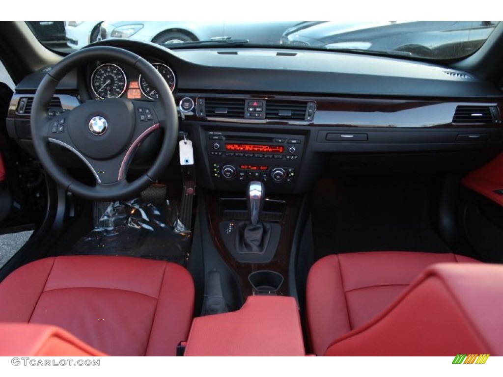 2012 BMW 3 Series 335i Convertible Coral Red/Black Dashboard Photo #74436269