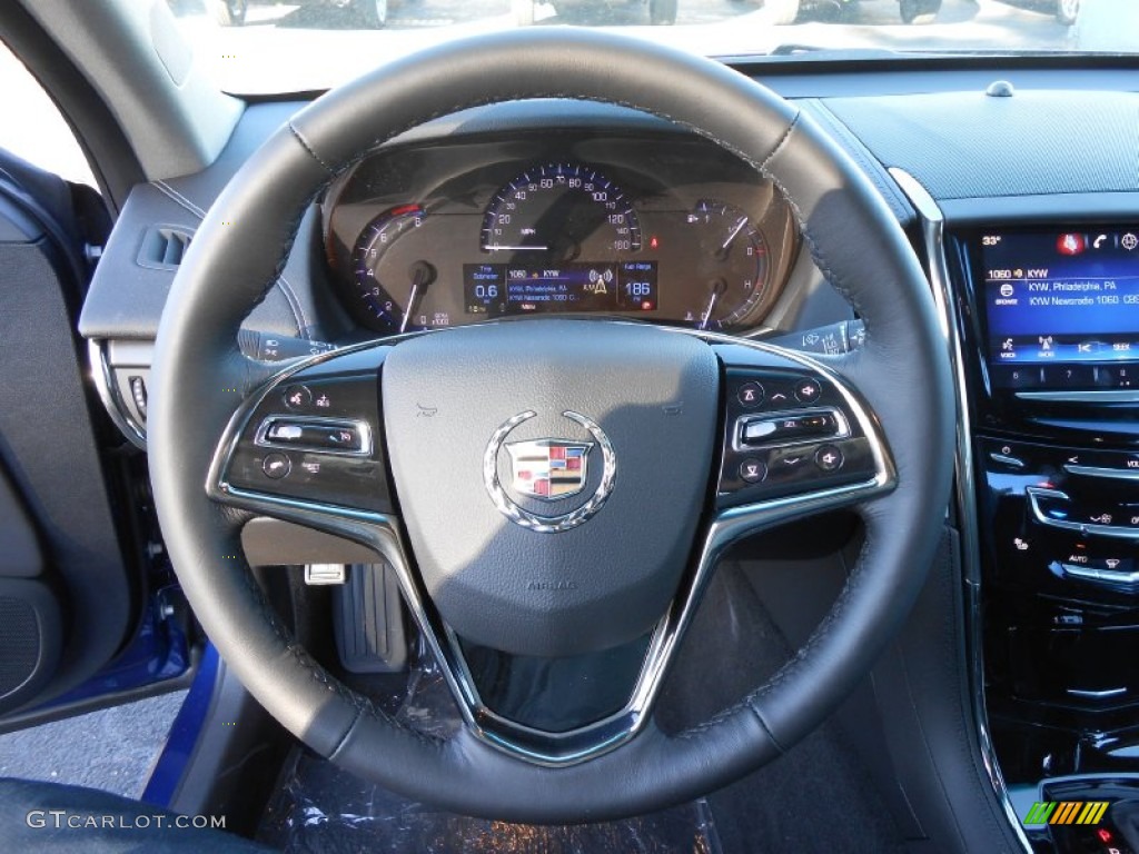 2013 Cadillac ATS 2.0L Turbo AWD Jet Black/Jet Black Accents Steering Wheel Photo #74441198
