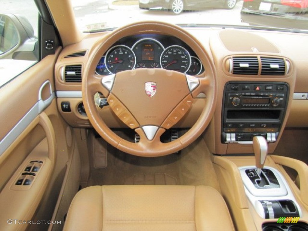 2008 Porsche Cayenne S Havanna/Sand Beige Steering Wheel Photo #74443554
