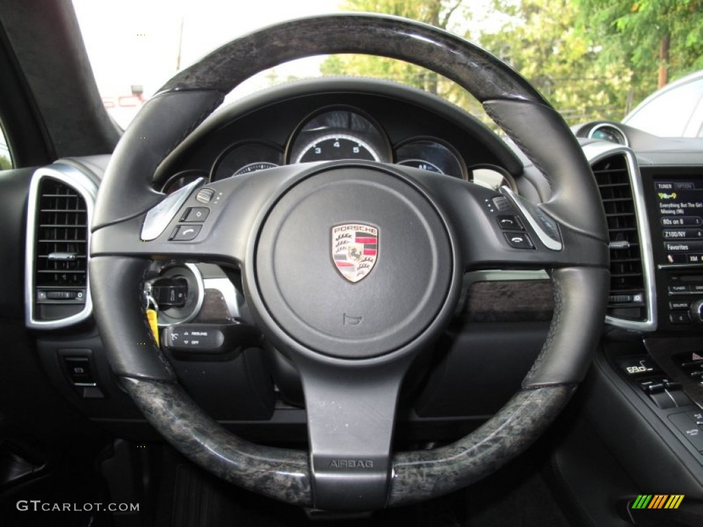 2011 Porsche Cayenne Turbo Black Steering Wheel Photo #74443676