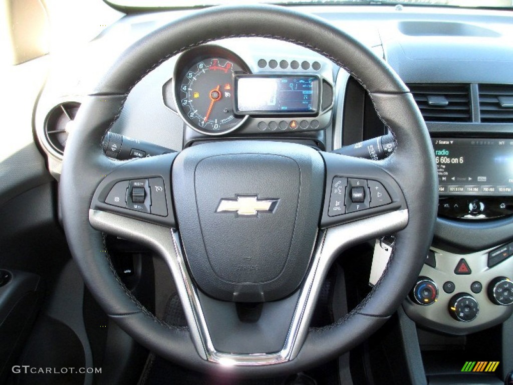 2013 Chevrolet Sonic LTZ Hatch Dark Pewter/Dark Titanium Steering Wheel Photo #74444571