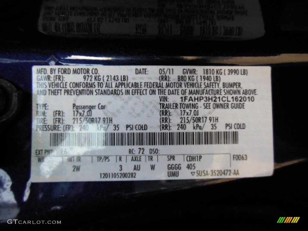 2012 Focus SEL Sedan - Kona Blue Metallic / Charcoal Black Leather photo #20