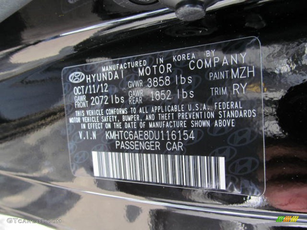 2013 Veloster Color Code MZH for Ultra Black Photo #74450211