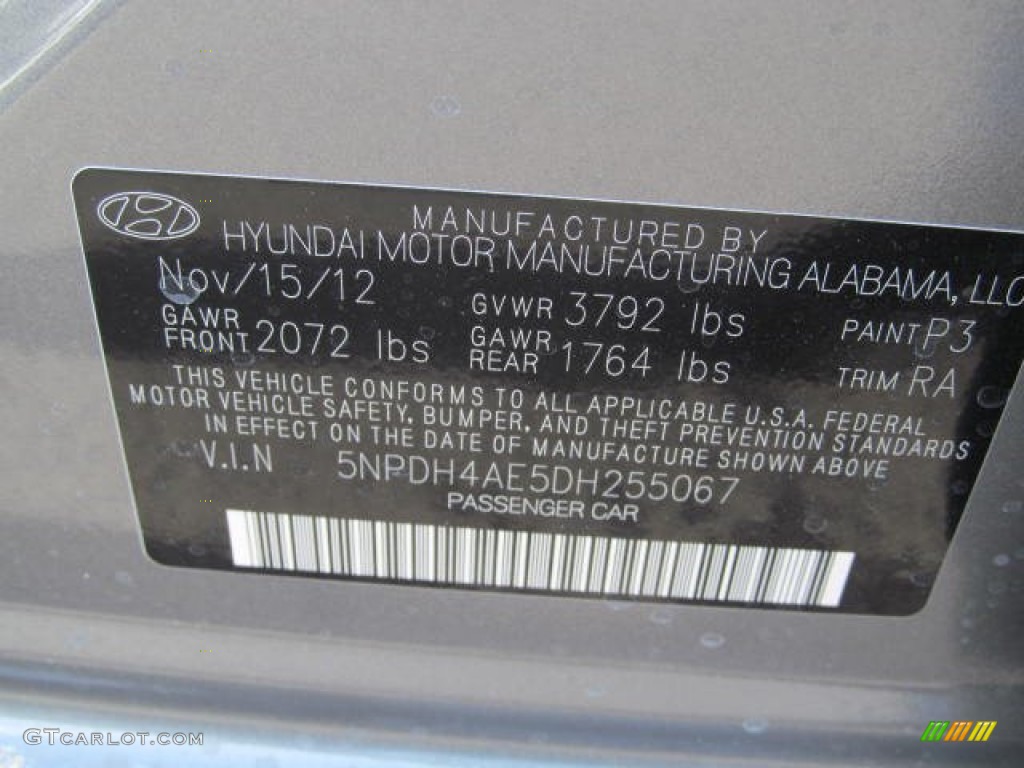 2013 Elantra GLS - Harbor Gray Metallic / Gray photo #10
