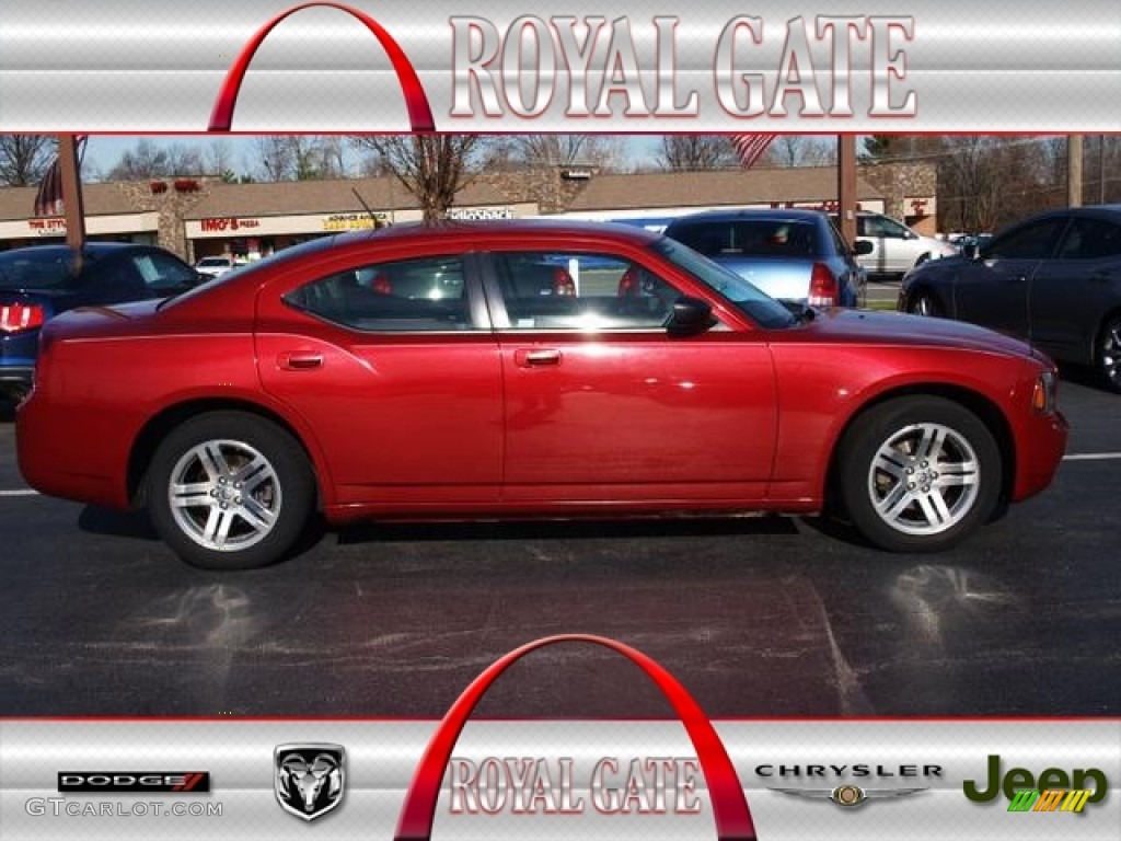 2008 Charger SXT - Inferno Red Crystal Pearl / Dark Slate Gray photo #1