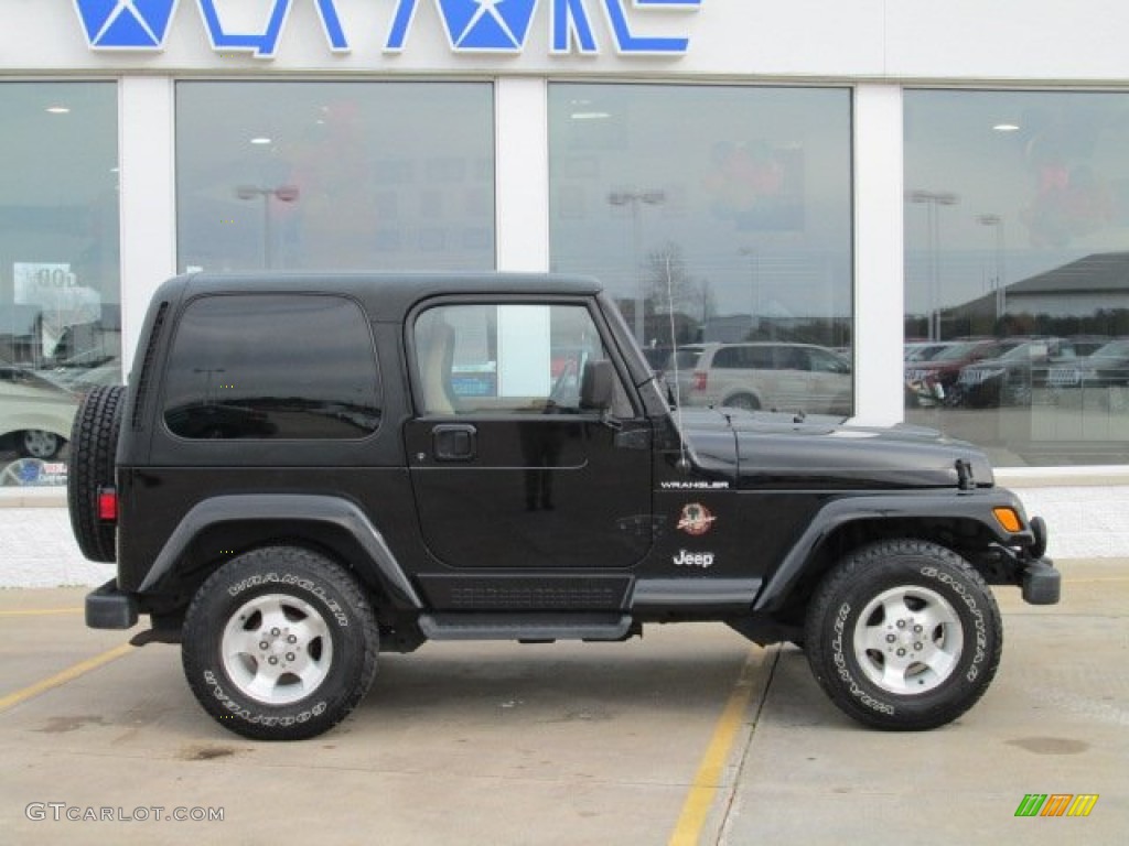 Black 2002 Jeep Wrangler Sahara 4x4 Exterior Photo #74455040