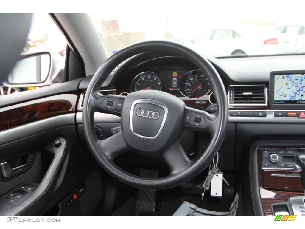2006 Audi A8 L 4.2 quattro Black Steering Wheel Photo #74455350