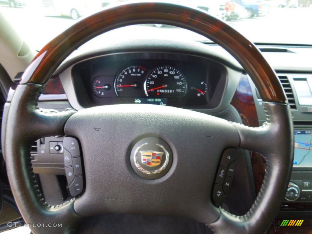 2011 Cadillac DTS Premium Ebony Steering Wheel Photo #74455370