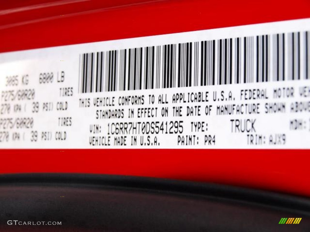 2013 1500 Color Code PR4 for Flame Red Photo #74455745