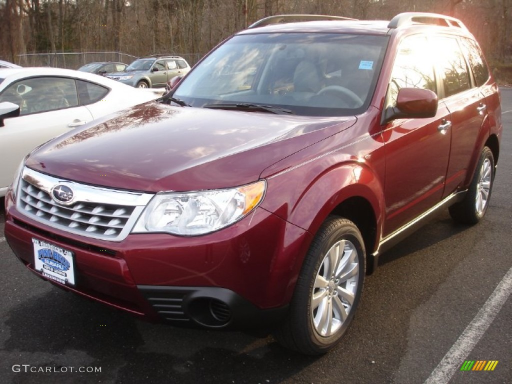 2013 Forester 2.5 X Premium - Camellia Red Pearl / Platinum photo #1