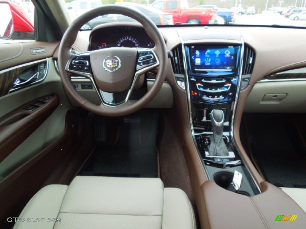2013 Cadillac ATS 2.5L Luxury Light Platinum/Brownstone Accents Dashboard Photo #74459070
