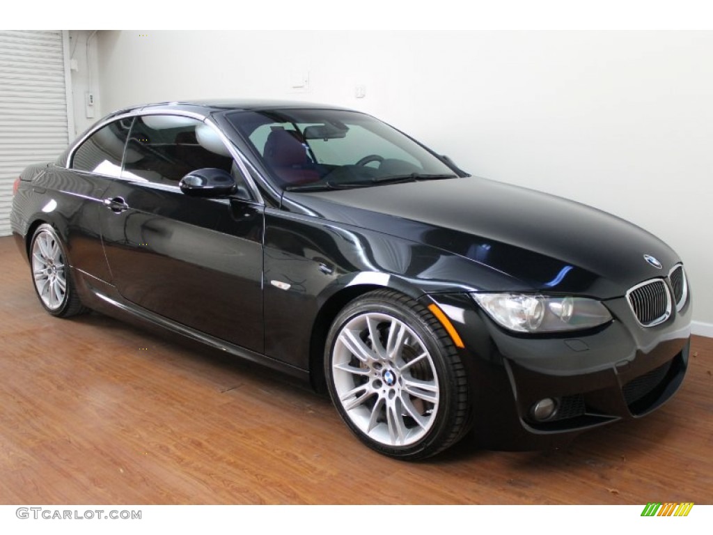 2009 3 Series 335i Convertible - Black Sapphire Metallic / Coral Red/Black Dakota Leather photo #4