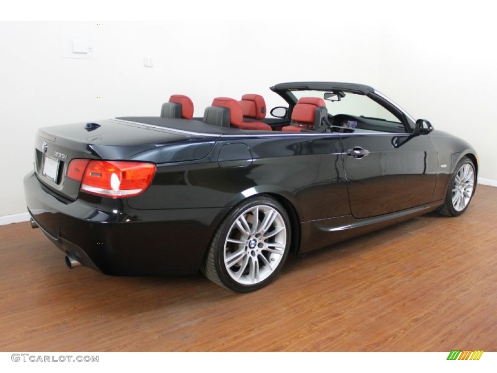 2009 3 Series 335i Convertible - Black Sapphire Metallic / Coral Red/Black Dakota Leather photo #5