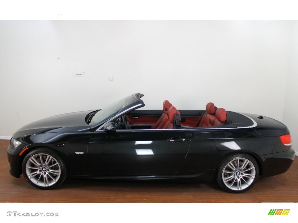 2009 3 Series 335i Convertible - Black Sapphire Metallic / Coral Red/Black Dakota Leather photo #11
