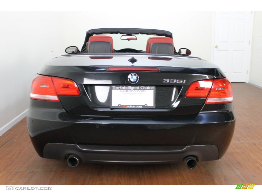 2009 3 Series 335i Convertible - Black Sapphire Metallic / Coral Red/Black Dakota Leather photo #13