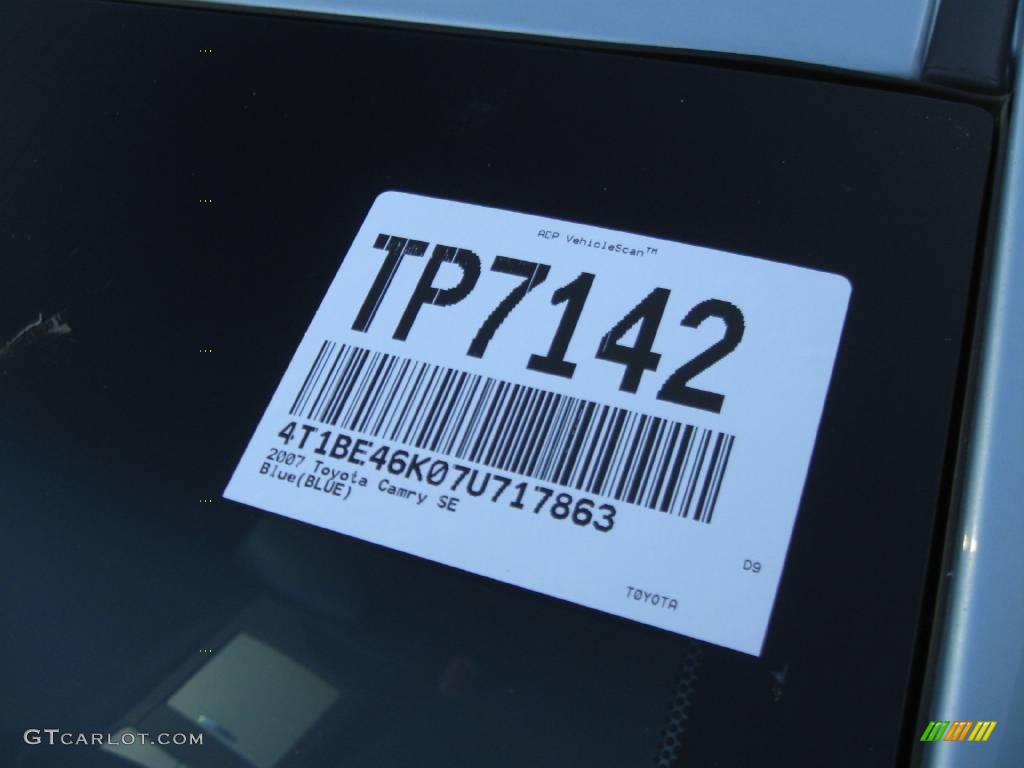2007 Camry SE - Sky Blue Pearl / Dark Charcoal photo #2