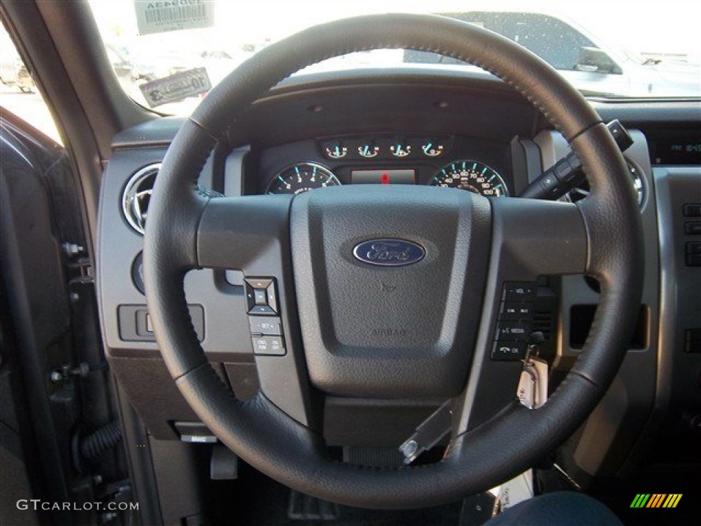 2011 Ford F150 XLT SuperCrew Black Steering Wheel Photo #74466119