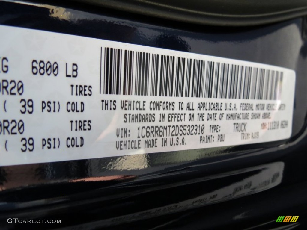 2013 1500 Color Code PBU for True Blue Pearl Photo #74466269
