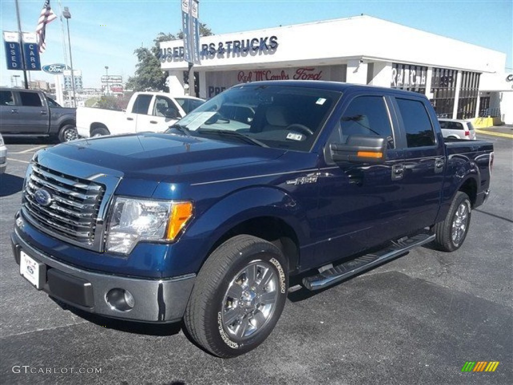 2010 F150 XLT SuperCrew - Dark Blue Pearl Metallic / Medium Stone photo #7