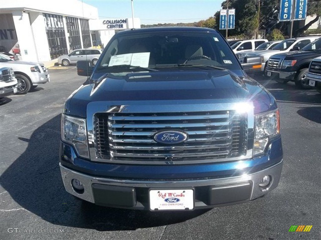 2010 F150 XLT SuperCrew - Dark Blue Pearl Metallic / Medium Stone photo #8