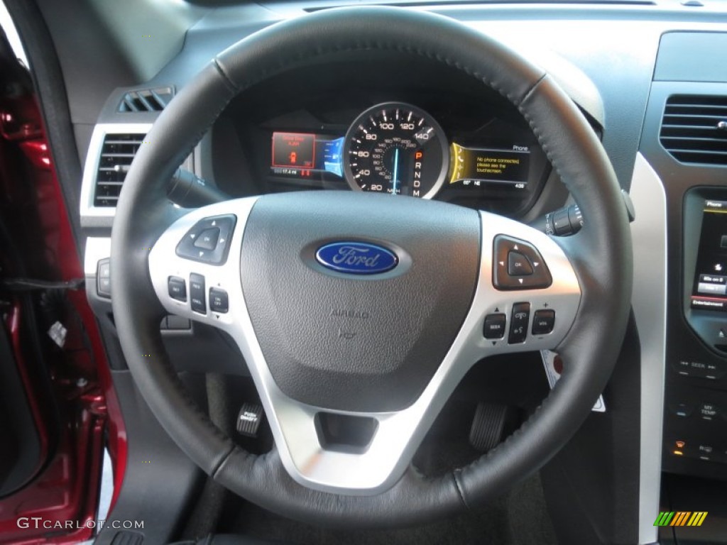 2013 Ford Explorer XLT Charcoal Black Steering Wheel Photo #74481917