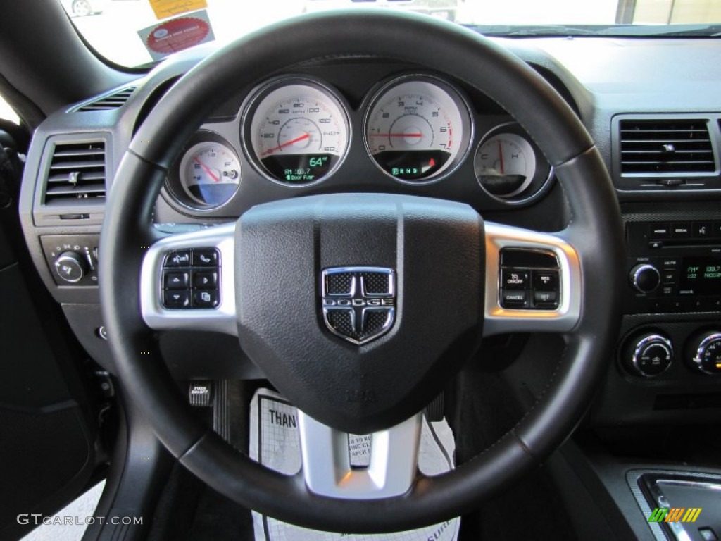 2011 Dodge Challenger R/T Dark Slate Gray Steering Wheel Photo #74483201