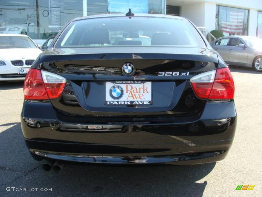 2007 3 Series 328xi Sedan - Jet Black / Black photo #7