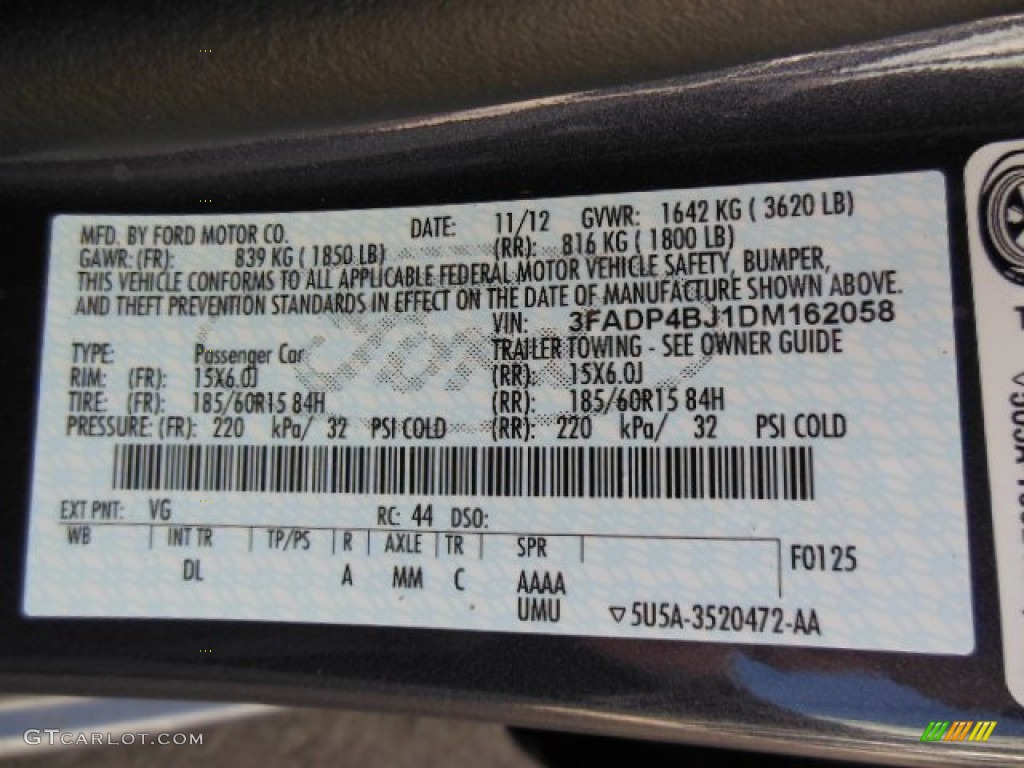 2013 Fiesta Color Code VG for Violet Gray Photo #74487887