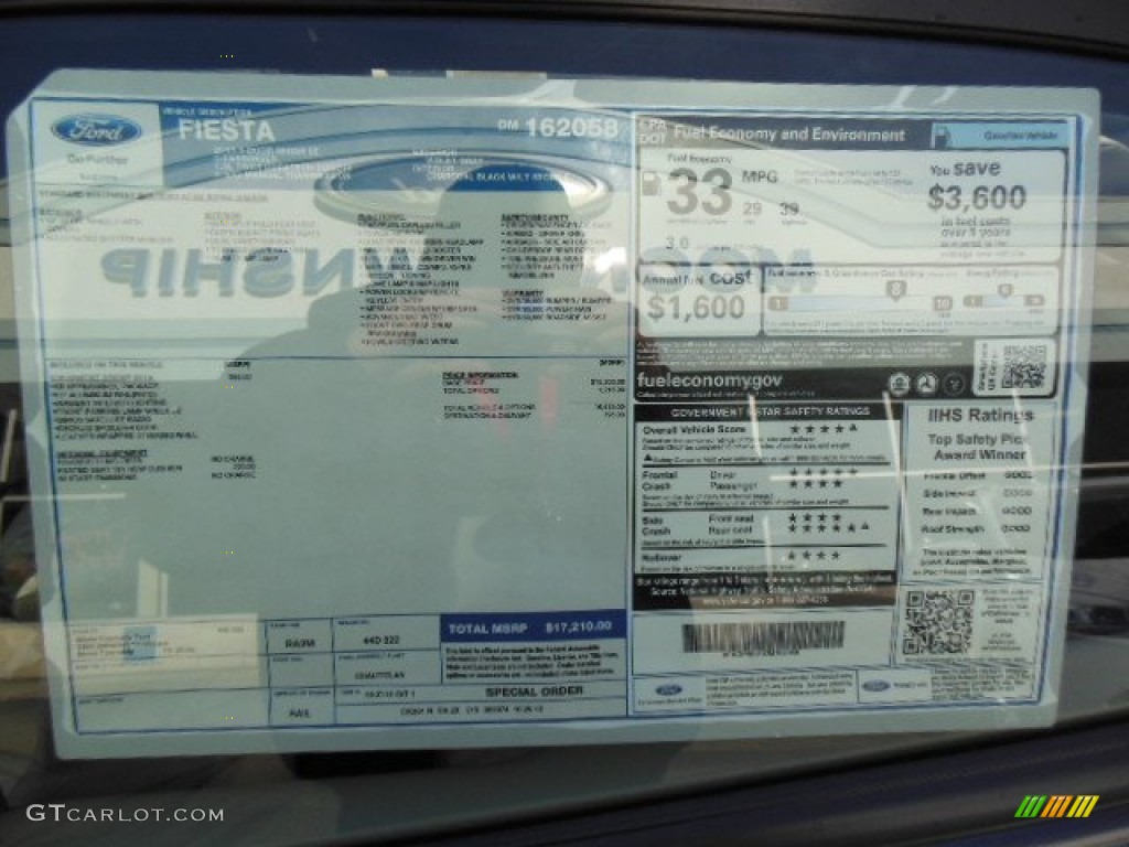 2013 Ford Fiesta SE Sedan Window Sticker Photo #74487896