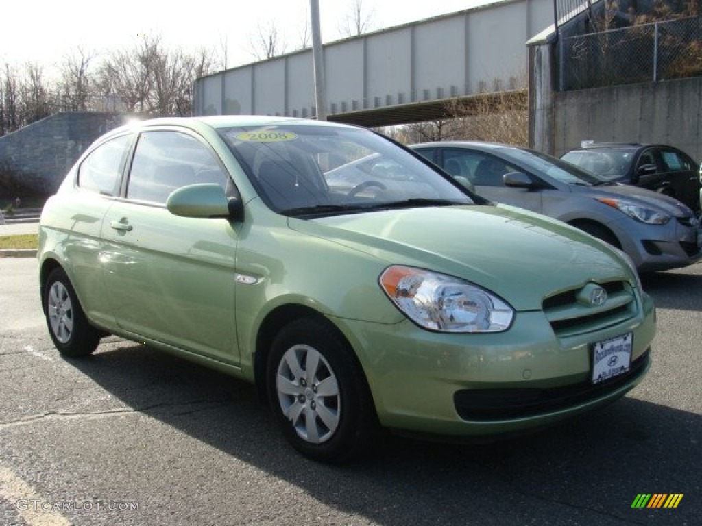 2008 Accent GS Coupe - Apple Green / Black photo #3