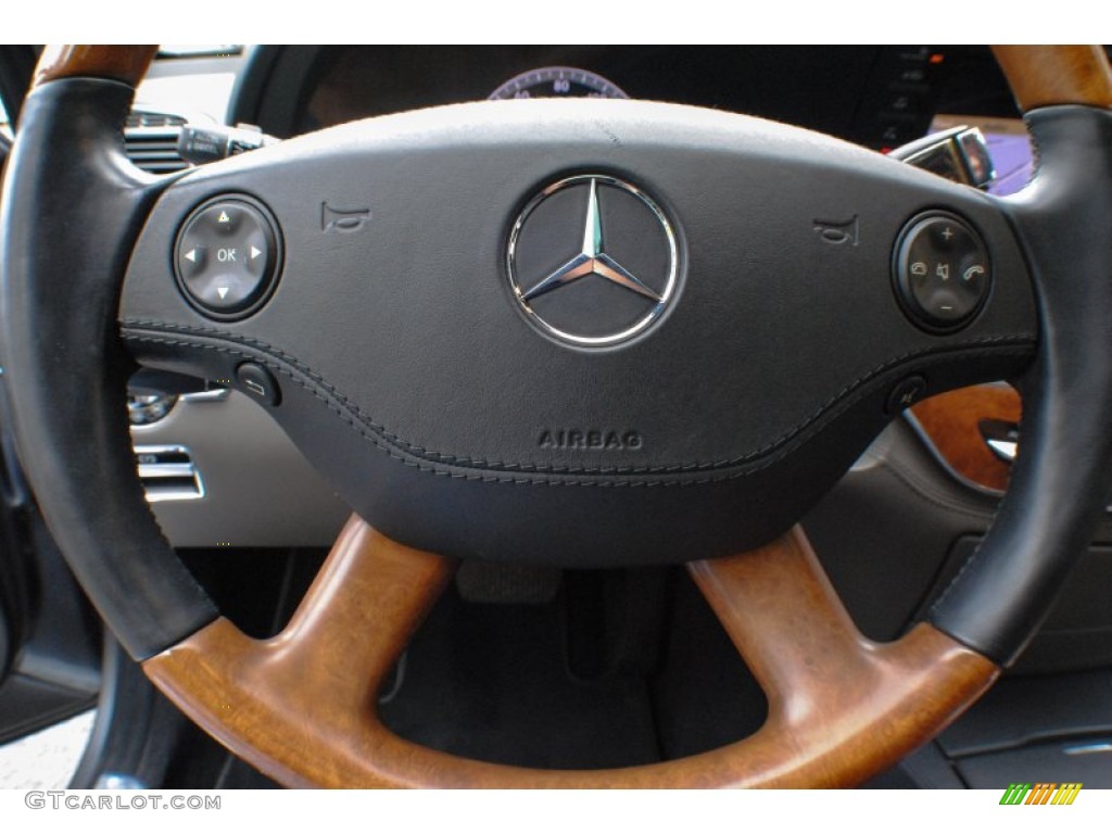 2007 Mercedes-Benz S 600 Sedan designo Corteccia Grey Steering Wheel Photo #74498298